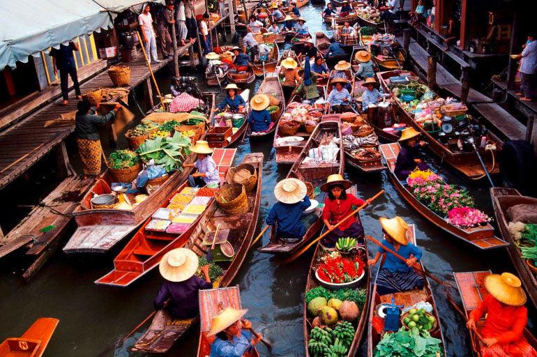 Floating Market &amp; Bridge Over the River Kwai