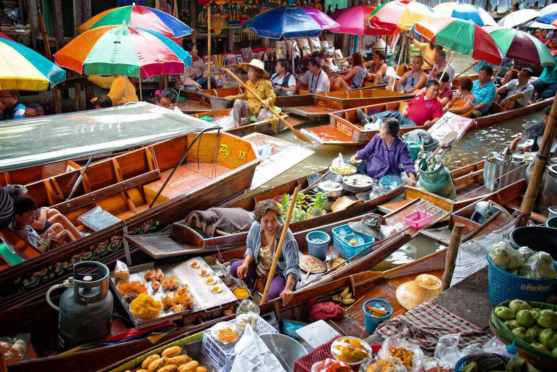 Damnern Saduak Floating Market And Elephant Riding